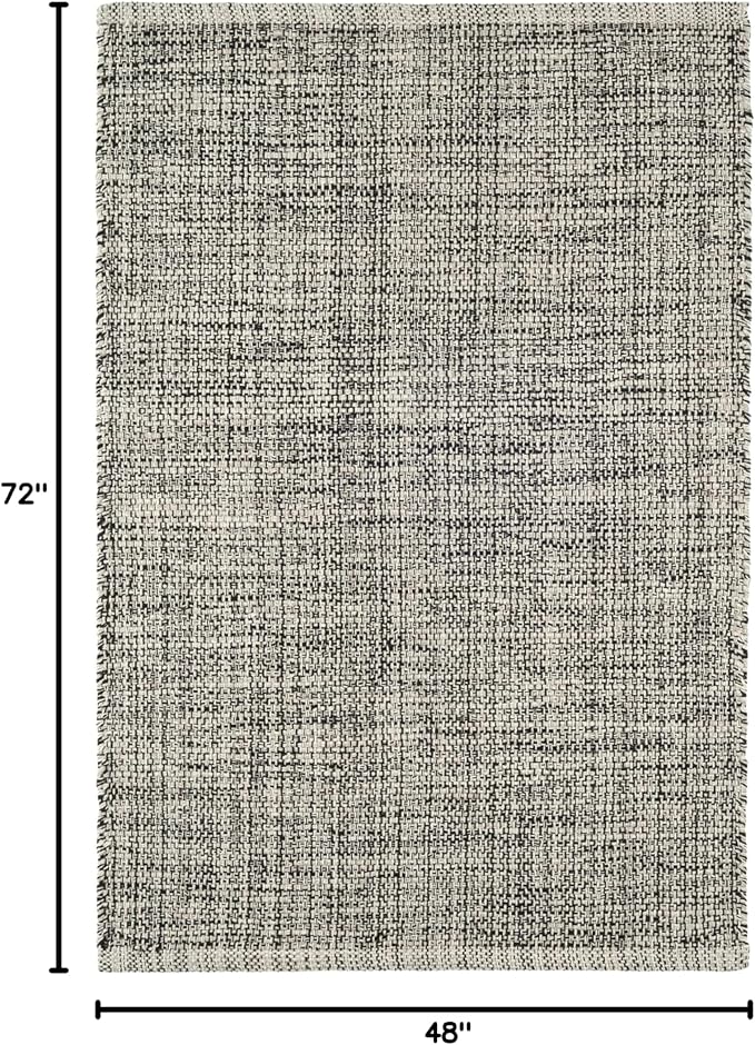 Dash and Albert Marled Cotton Area Rug - 4' x 6' Black Solid Handwoven Accent Rug - Durable, Lightweight, High Traffic Areas Hallway, Bedroom, Living Room