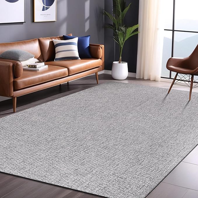 Easy Jute Rugs 6x9 Gray Color Living Room Indoor Outdoor Area Rug for Farmhouse Patio and Kitchen Rug High Traffic Washable Easy to Clean Solid Boho Woven Design Outside Carpet (6 x 9)