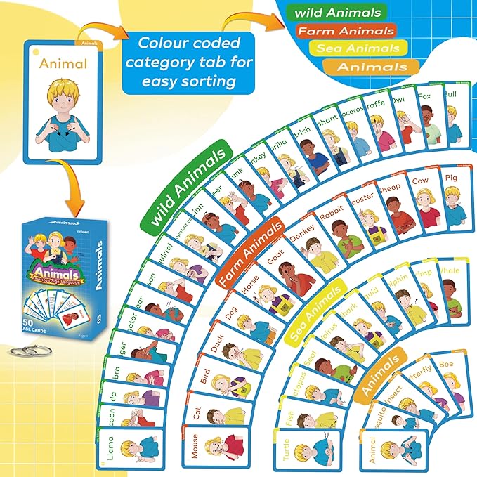 ASL Flash Cards - 500 American Sign Language FlashCards for Beginners and Toddlers, Kids, Teens and Adults Include Verbs, Nouns, Sight Words