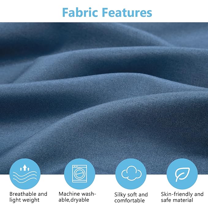 TILLYOU Baby Crib Sheets for Boys Girls, Super Soft Toddler Bed Sheets, 2 Pack Sheets for Standard Crib Mattress 28x52in, Navy and Stone Blue