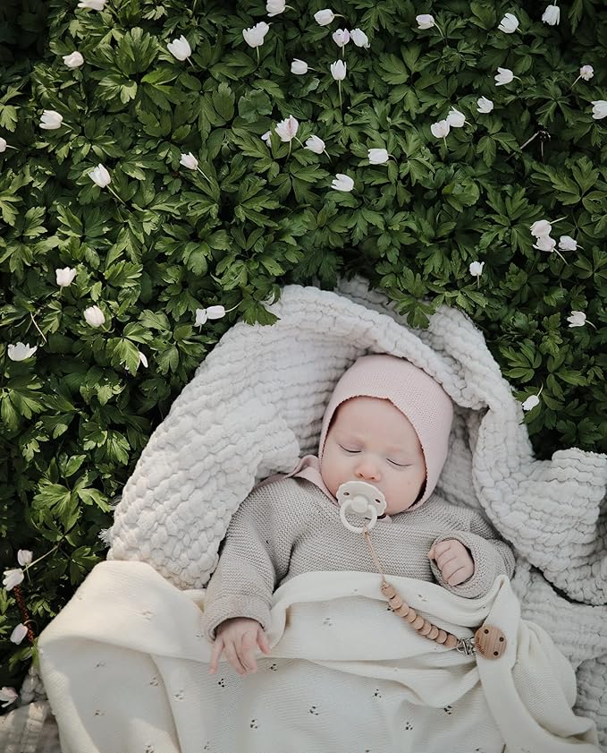 FRIGG Daisy Natural Rubber Baby Pacifier | Made in Denmark | BPA-Free (Seafoam/Cream, 6-18 Months) 2-Pack