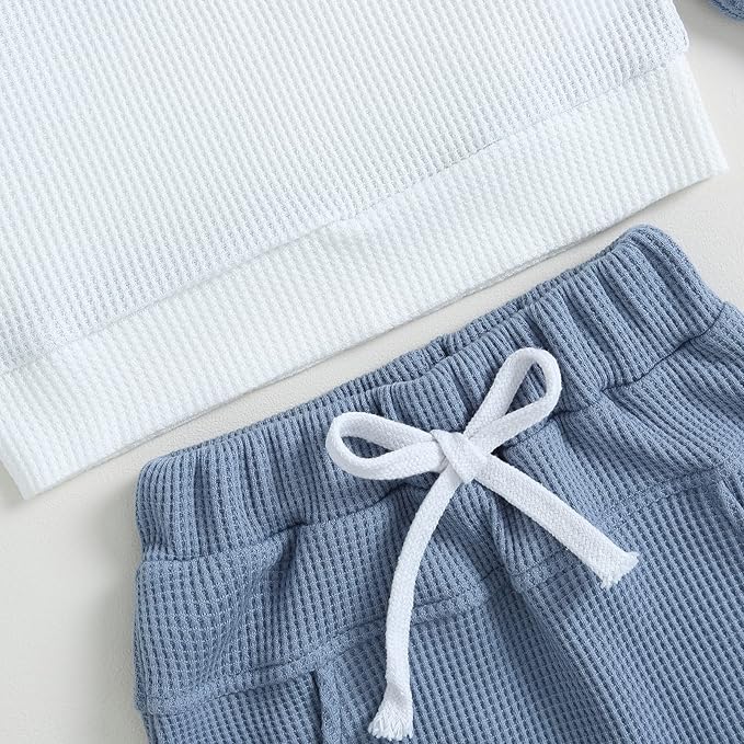 Kupretty Toddler Baby Boy Fall Winter Clothes Color Block Long Sleeve Sweatshirt Pullover Tops + Joggers Pants Outfit Set