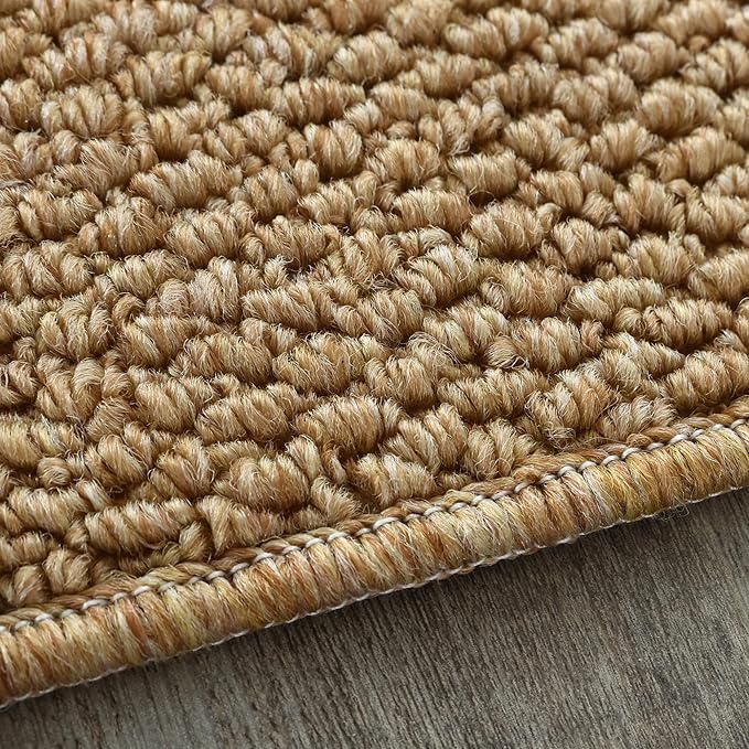 Carvapet 5x7 Rugs for Living Room Bedroom, Washable Jute Low Pile Solid Natural Carpet with Rubber Backing, Foldable, Non Slip Thin Area Rug