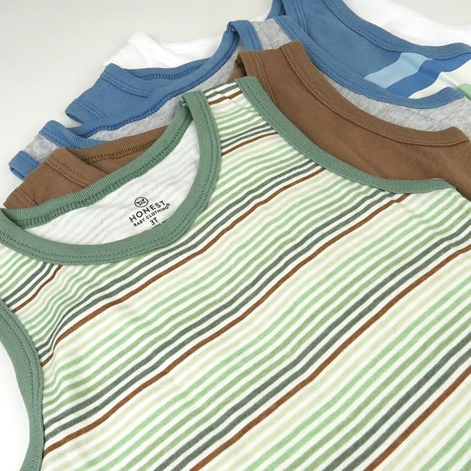 HonestBaby Sleeveless Muscle T-Shirts 100% Organic Cotton for Infant Baby and Toddler Boys, Girls