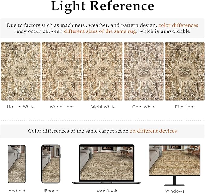 Brown Multi Hallway Runner Rug 2x7 Vintage Washable Distressed Area Carpet Kitchen Indoor Non Slip Long Traditional Medallion Retro Accent Throw Rug for Bedroom Laundry Dining Living Room