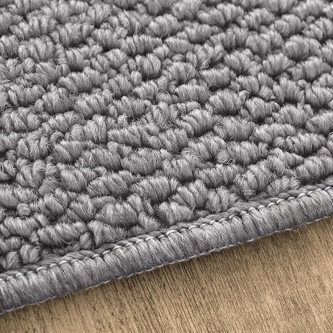 Carvapet 6x9ft Gray Jute Area Rug 9 x 6 Modern Solid Boho Rug with Rubber Backing, Foldable Non Slip Washable Carpet for Living Room Bedroom Home Decor