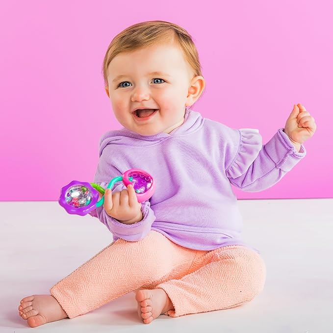 Bright Starts Rattle and Shake Barbell Toy - Pretty in Pink, Ages 3 Months +
