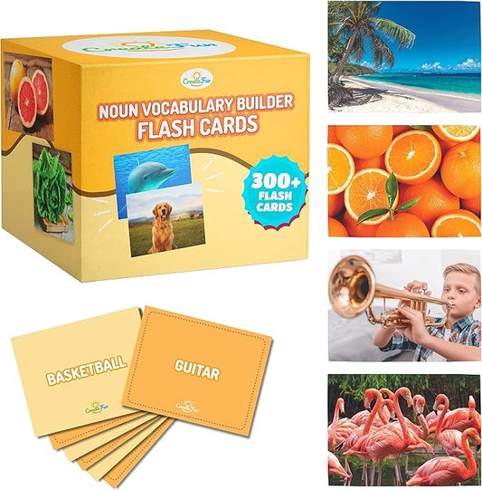 300 Noun Vocabulary Builder Flash Cards, Photo Cards with Learning Games and Teaching Materials for Speech Therapy, ESL, Preschool, Homeschool, Toddlers, Adults, Autism, Dementia, ABA, and Aphasia