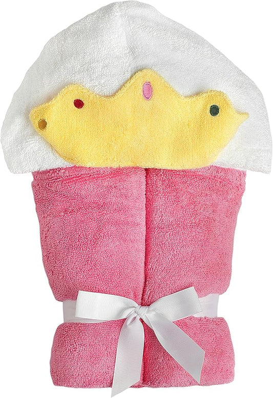 Hooded Baby Towel for Kids 2-8 | Large 100% Cotton Baby Towel for Girls in Pink | Cute Princess Bath Towels for Babies and Toddlers
