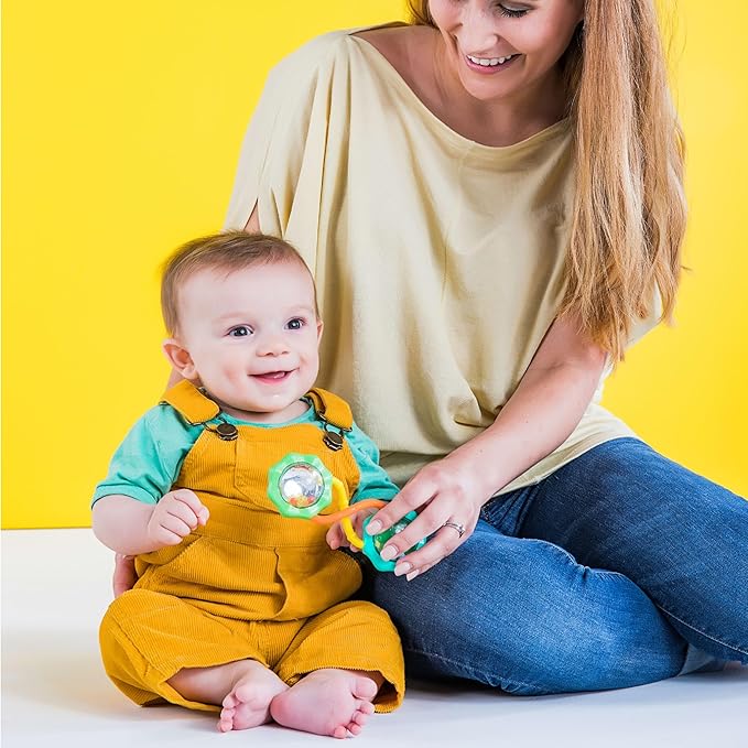 Bright Starts Rattle & Shake Barbell Toy, Ages 3 Months and Up Green