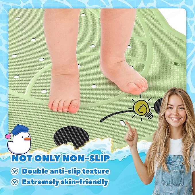 UNEEDE Kids Bathtub Mat Non Slip Shower Mat for Toddlers, Washable Anti Slip Tub Surface, Soft Rubber Mat for Bathtub Shower, Waterproof Bathtub Essentials for Children
