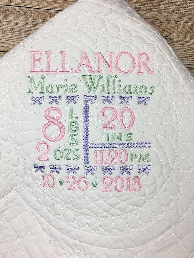 Birth Statistics Blanket Newborn Personalized Baby Gifts for Girls and Boys Birthday Stats Weight, pounds, Month and Year Born Announcement
