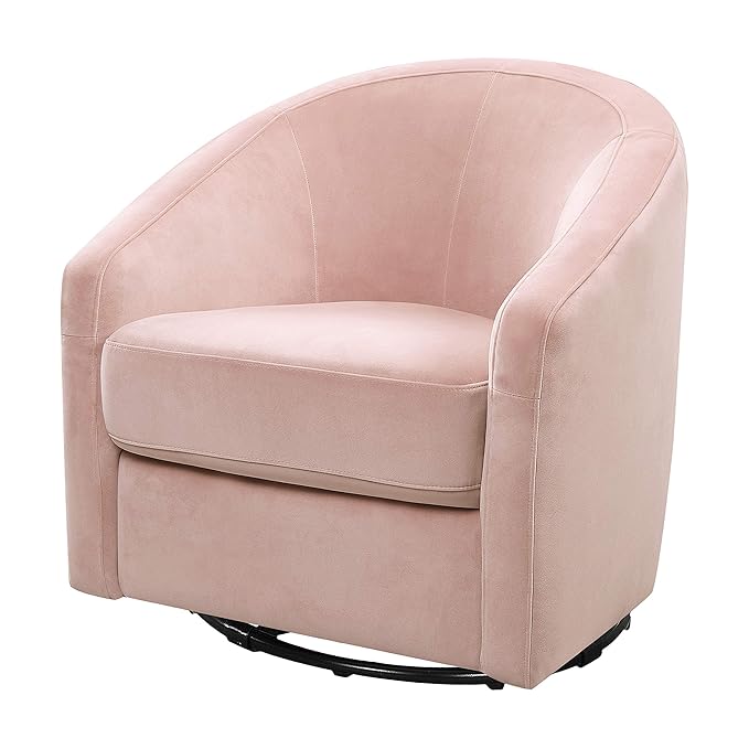babyletto Madison Swivel Glider in Blush Pink Velvet, Greenguard Gold and CertiPUR-US Certified