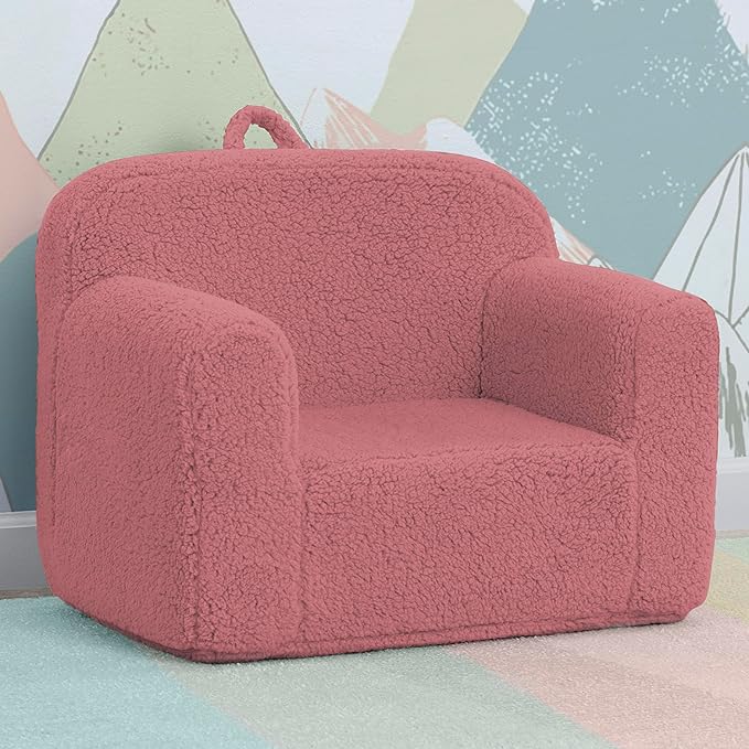 Delta Children Sherpa Cozee Chair - Foam Kids Chair for Ages 18 Months and Up, Rose