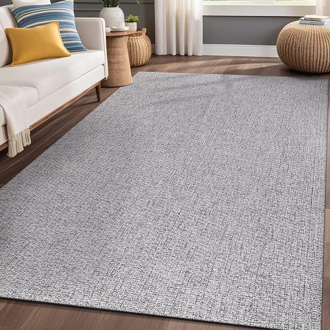 Easy Jute Rugs 9x12 Gray Color Living Room Indoor Outdoor Area Rug for Farmhouse Patio and Kitchen Rug High Traffic Washable Easy to Clean Solid Boho Woven Design Outside Carpet (9 x 12)