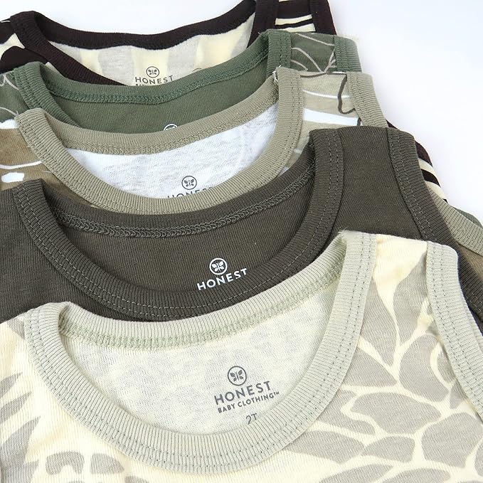 HonestBaby Sleeveless Muscle T-Shirts 100% Organic Cotton for Infant Baby and Toddler Boys, Girls