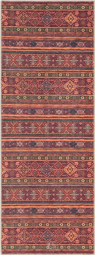 Keen Home Design 2x7 Rug - Machine Washable Runner Rug with Non-Slip Backing, Ideal for Hallway, Entryway, Kitchen, Laundry Room - Vintage, Easy Clean, Durable, Low Pile Rug - (2'6" x 7')