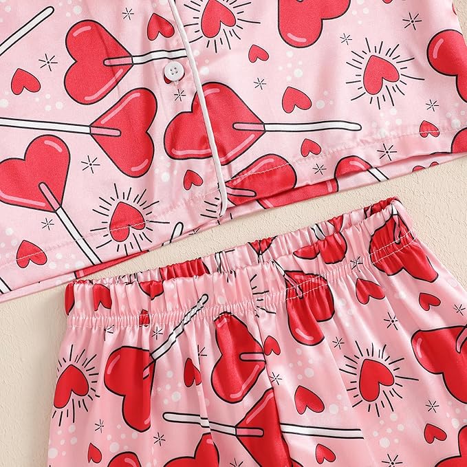 Toddler Kids Baby Girl Solid Pjs Ruffle Long Sleeve Button Shirt Top and Pants Cotton 2Piece Pajamas Set