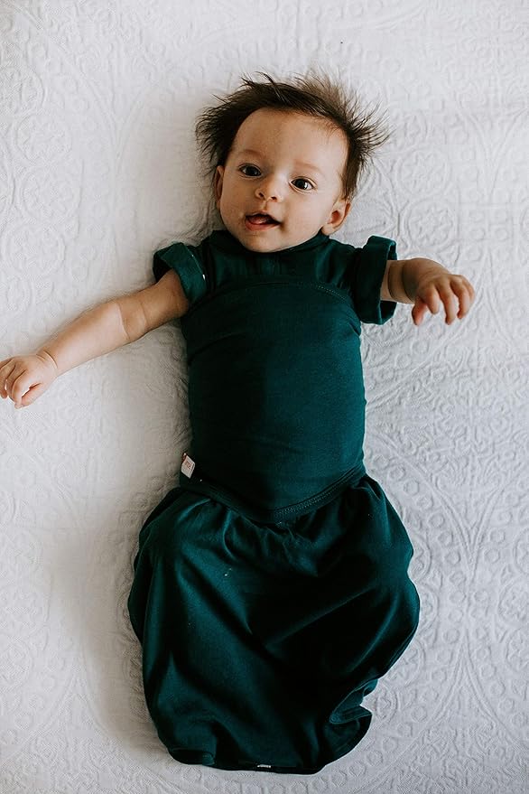embé 2-Way Transition Short Sleeve Swaddle Blanket Wrap for Babies 3-6 Months - Moss, Slate, Spruce | Legs in & Out Design | Stage 2 Sleep, 12-18 lbs