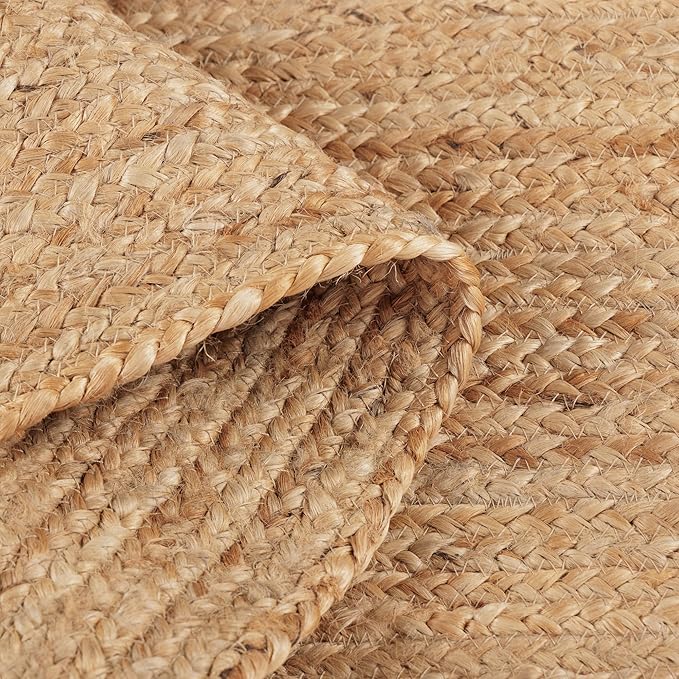 REDEARTH · Rectangular Area Rug - 4'x6' Braided Natural Jute with Non-Skid Backing - Handwoven Boho Rug for Bedroom, Kitchen, Living Room - Farmhouse Aesthetic Home Decor - Durable Handmade Rug