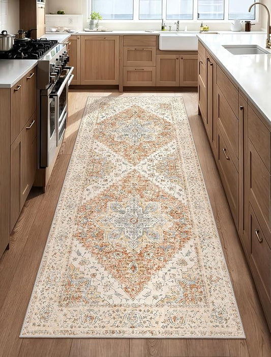 Ciicool Washable Runner Rug, 2x6ft Kitchen Non-Slip Vintage Rugs Carpet Rug Runners for Hallways Bedroom Kitchen Laundry Room Bathroom Decor