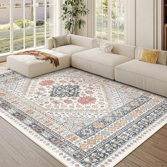 zesthome 6x9 Area Rug, Super Soft Washable Rugs for Living Room, Non-Slip Stain Resistant Vintage Rugs, Ultra-Thin Large Area Rugs (Multi,6'x9')