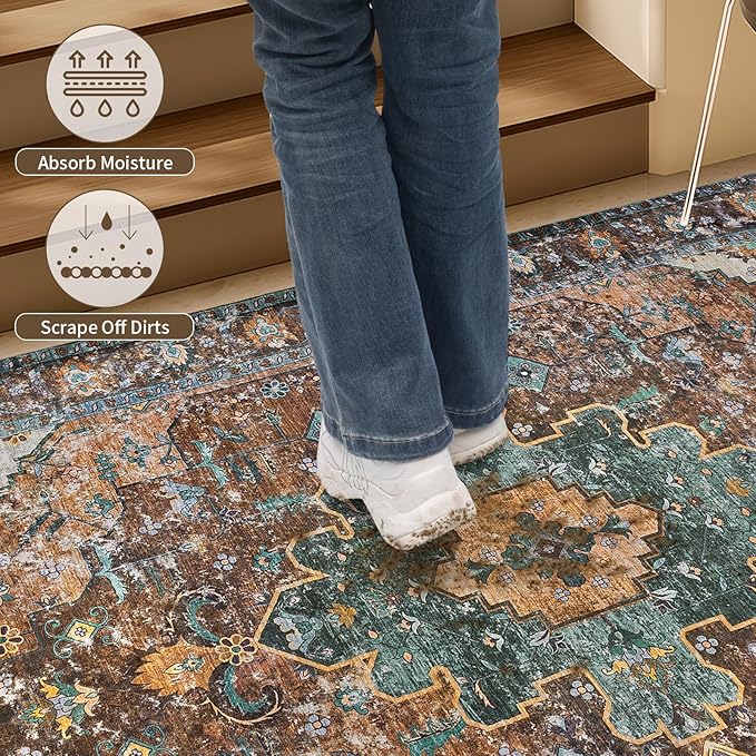Ciicool Washable Runner Rug Non Slip, 2x5 Rug Non Shedding Pet Friendly Indoor Floor Carpet Hallway for Bathroom Kitchen Living Room Bedside