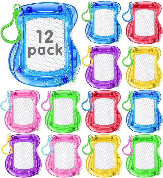 12Pcs Mini Magnetic Drawing Board,Erasable Mini Doodle Boards for Kids,Backpack Keychain Clip Drawing Boards,Portable Small Writing Pad for Boys Girls Party Favor Classroom Rewards Goodie Bag Filler