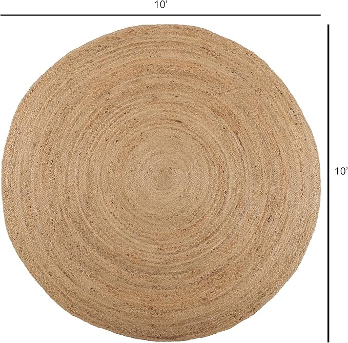 REDEARTH · Round Area Rug - 10 Feet Braided Natural Jute Rug- Artisan Made Reversible Boho Jute Rugs for Bedroom - Kitchen - Living Room - Farmhouse - Aesthetic Home Decor - Handmade Vintage Decor