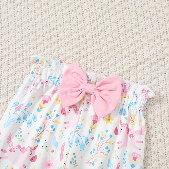DISAUR Baby Girls Clothes Newborn Infant Baby Girls Outfit Long Sleeve Ruffle Romper Floral Pants Headband Sets 0-18 Months