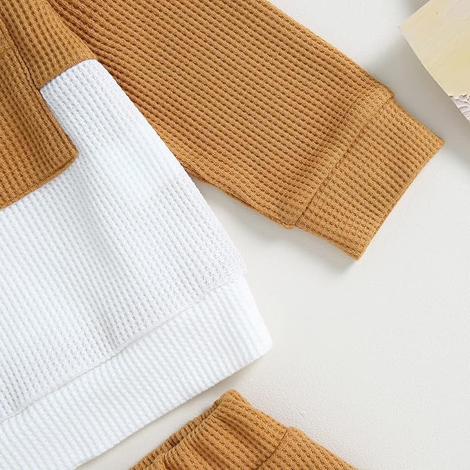 Kupretty Toddler Baby Boy Fall Winter Clothes Color Block Long Sleeve Sweatshirt Pullover Tops + Joggers Pants Outfit Set