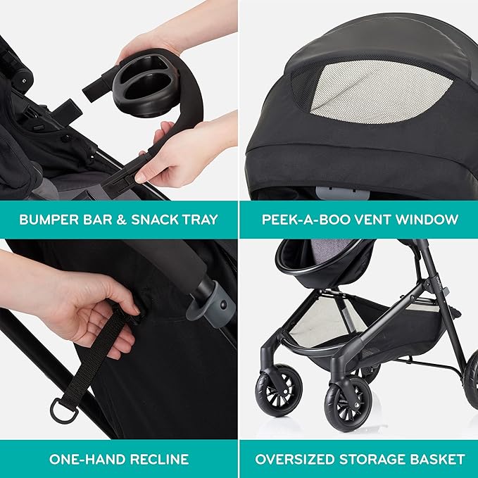Evenflo Pivot Modular Travel System with SafeMax Rear-Facing Infant Car Seat (Dusty Rose Pink)