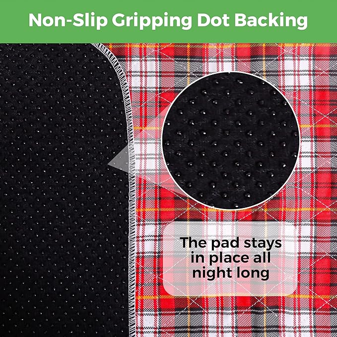 Bed Pads Washable Waterproof, Incontinence Bed Pads for Women and Men, Reusable Waterproof Mattress Protector, Non-Slip, 36" x 34", Red Plaid, 2 Pack