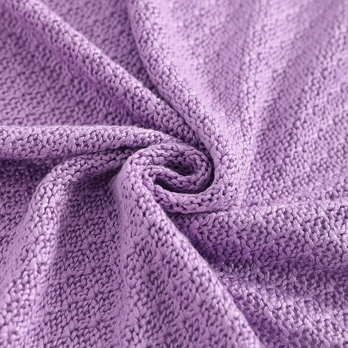 NTBAY Cable Knit Cooling Throw Blanket, Soft and Breathable Throw Blanket 51x67 Inches Made from Rayon Derived from Bamboo for Couch, Sofa, Nap, Light Purple