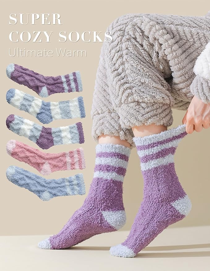 TEHOOK Warm & Cozy Gifts for Women, Fluffy Fuzzy Sock, Plush Sleeping Slipper Socks - Soft Warm Fabric
