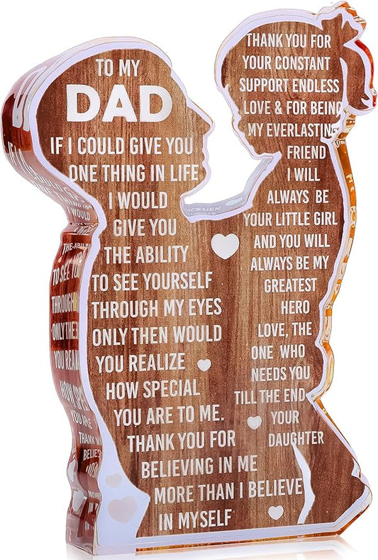 MAMAGIFTREE Fathers Day Presents from Daughter – Heartfelt Acrylic Plaque for Dad, Unique Father Daughter Desk Decor Sign – Birthday, Christmas or New Dad Present from Girl