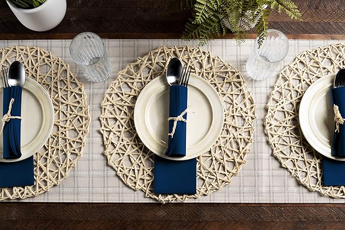 100 Linen-Feel Colored Paper Napkins - Decorative Cloth-Like Dark Blue Dinner Napkins - Soft And Absorbent. For Kitchen, Party, Wedding, Bathroom Or Any Occasion. (Pack of 100)