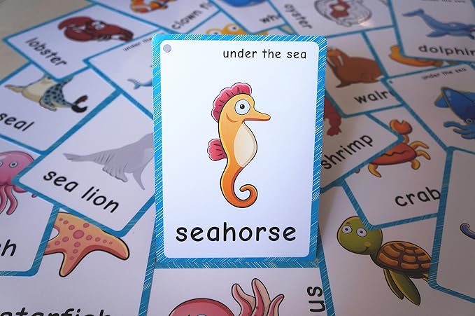 20 pcs Sea Animals Flash Cards for Toddlers | Marine Animals Learning Cards & Montessori Pocket Cards Perfect for Pre-K Wall Stickers and Insect Themed Party, Teacher/Autism Therapists Tools