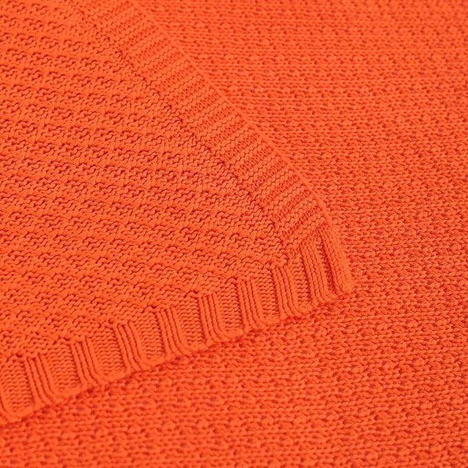 NTBAY Cable Knit Cooling Bed Blanket, Soft and Breathable Oversized Twin Bed Blanket 60x80 Inches Made from Rayon Derived from Bamboo for Bedroom, Travel, Orange