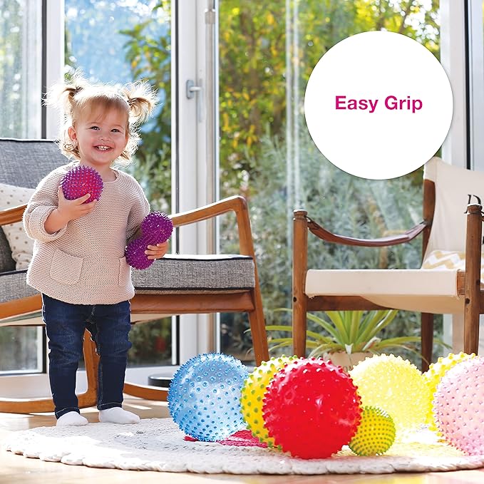 Edushape Original Sensory Balls - Pack of 3 Colorful Baby Balls and Toddler Ball; Enhances Gross Motor Skills for Kids 6 Months and Up