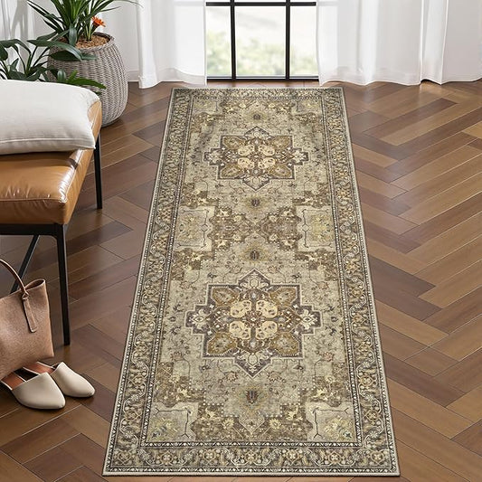 Ciicool Washable Runner Rug Non Slip, 2'x5' Hallway Rug Vintage Kitchen Rugs Carpet Runners for Hallways Bedroom Laundry Bathroom Decor