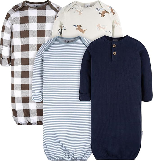 Gerber unisex-baby Baby Boy and Girls 4-pack Sleeper Gown