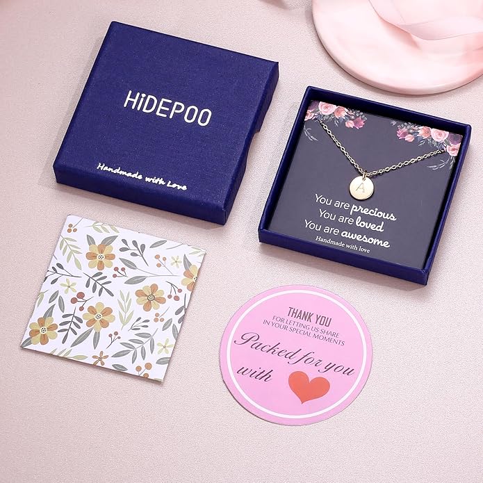 Hidepoo Disc Initial Necklace Gifts for Girls - 14K Gold Filled/Rose Gold/S925 Sterling Silver Disc Initial Necklaces Personalized Birthday Gift Tiny Initial Necklace Jewelry for Girls Women