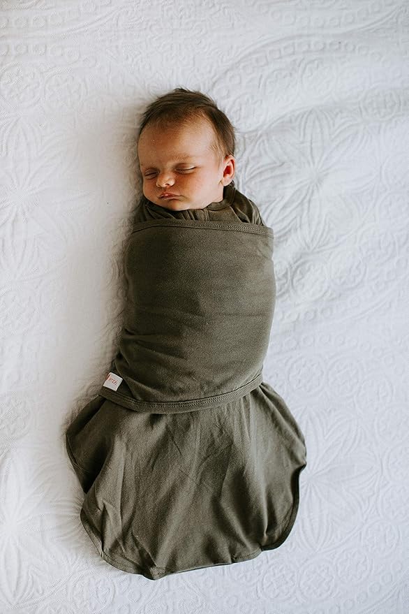 embé 2-Way Transition Short Sleeve Swaddle Blanket Wrap for Babies 3-6 Months - Moss, Slate, Spruce | Legs in & Out Design | Stage 2 Sleep, 12-18 lbs