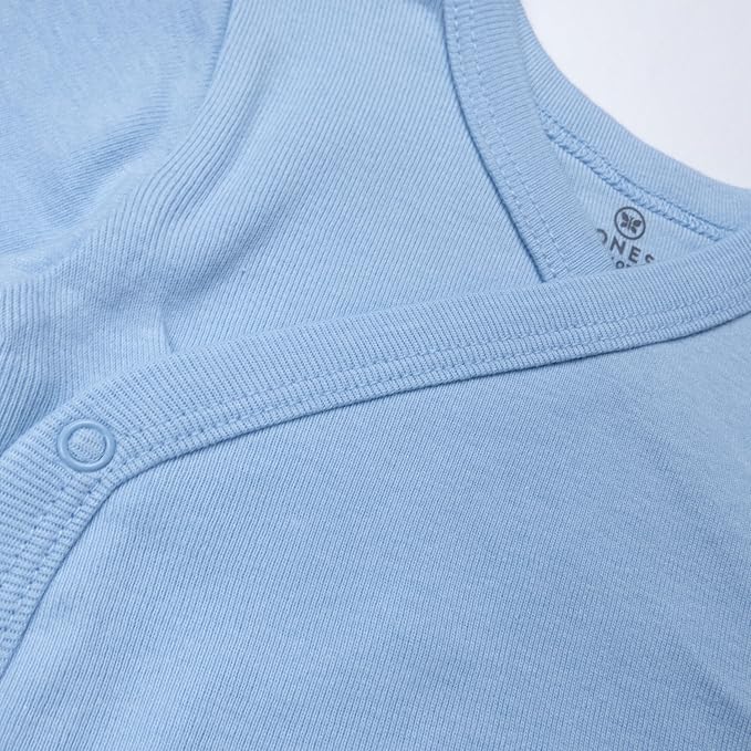 HonestBaby unisex-baby 3-pack Long Sleeve Side-snap Kimono Bodysuits Organic Cotton for Infant Baby Boys, Girls, Unisex