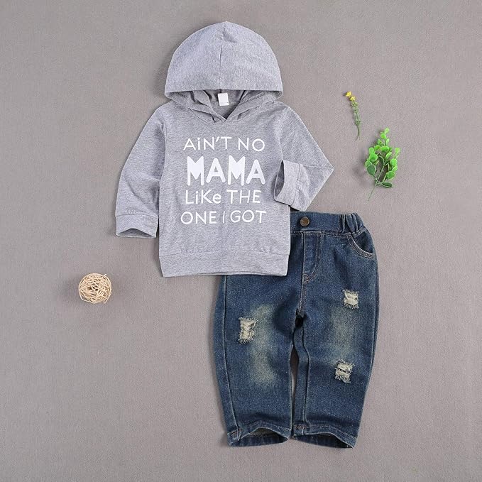 fhutpw Toddler Baby Boy Outfits Hoodie Sweatshirts & Jeans Clothes Set Fall Winter 6 9 12 18 24 Months