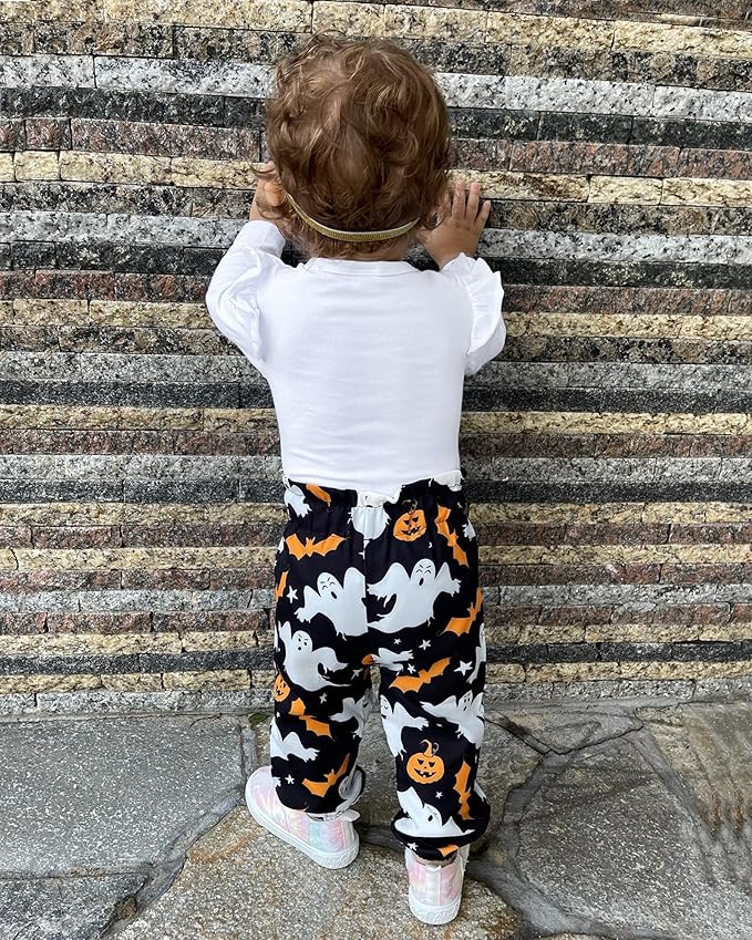 DISAUR Baby Girls Clothes Newborn Infant Baby Girls Outfit Long Sleeve Ruffle Romper Floral Pants Headband Sets 0-18 Months