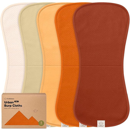KeaBabies 5-Pack Organic Burp Cloths Baby Girl, Boy - Extra Large, Absorbent Baby Burp Cloths, Soft Burping Cloths for Babies, Newborn Burp Clothes, Cotton Burp Rags, Thick Burp Cloth (Sahara/Quin)