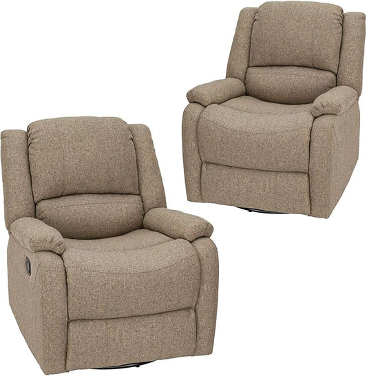 RecPro Charles Collection | 30" Swivel Glider RV Recliner | RV Living Room (Slideout) Chair | RV Furniture | Glider Chair | Oatmeal or Fossil | Cloth (2 Pack, Oatmeal)