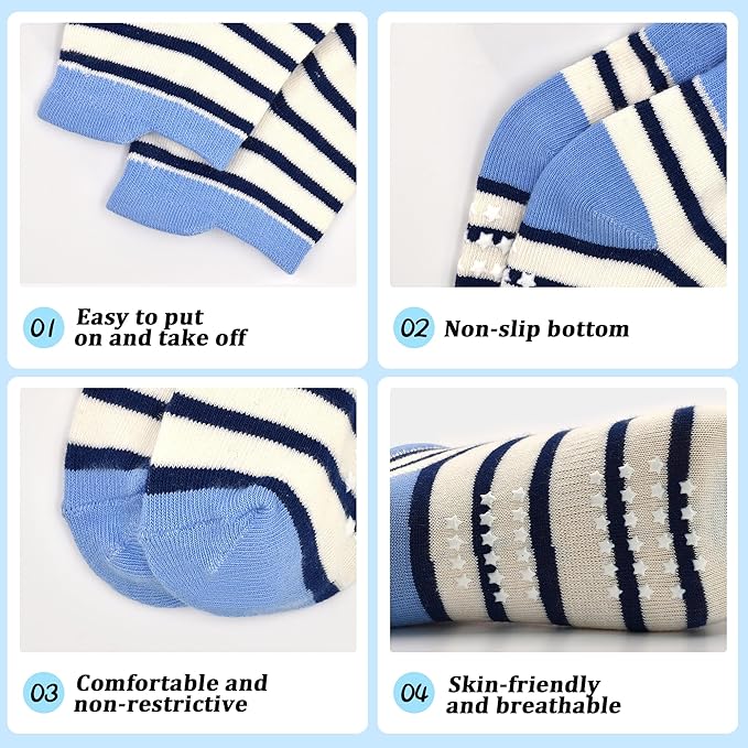 Tphon Toddler Baby Non Slip Ankle Socks with Grippers Kids Boys Girls Socks 12 Pairs for 0-7 Years Infant Children